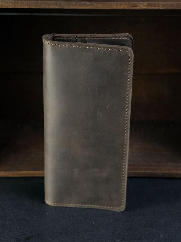 Шкіряний коричневий гаманець-клатч на 8 карт | 6797810