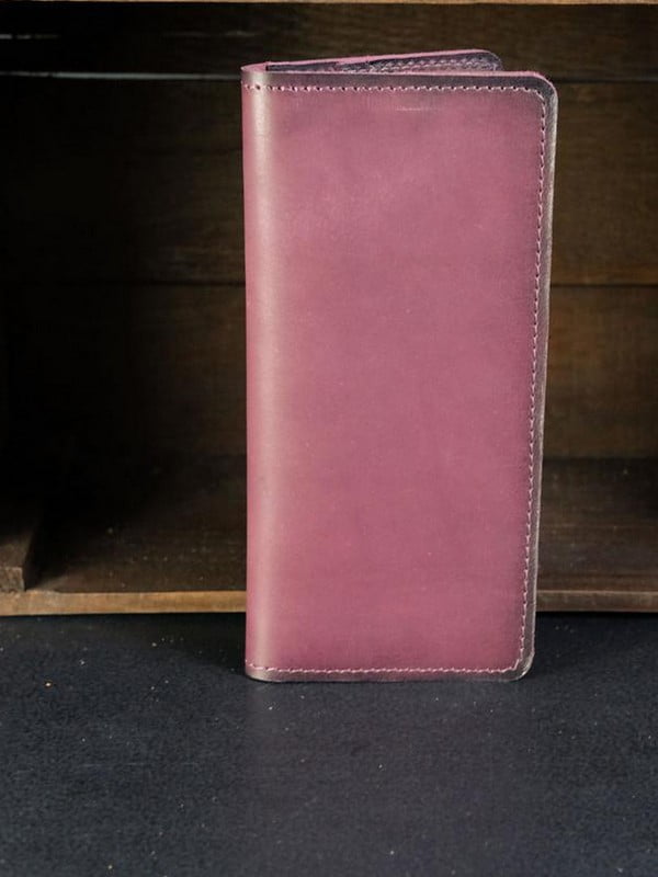 Шкіряний фіолетовий гаманець-клатч на 8 карт | 6797813