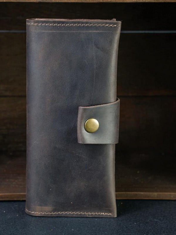 Шкіряний гаманець Berty шоколадного кольору (20 см) | 6798097