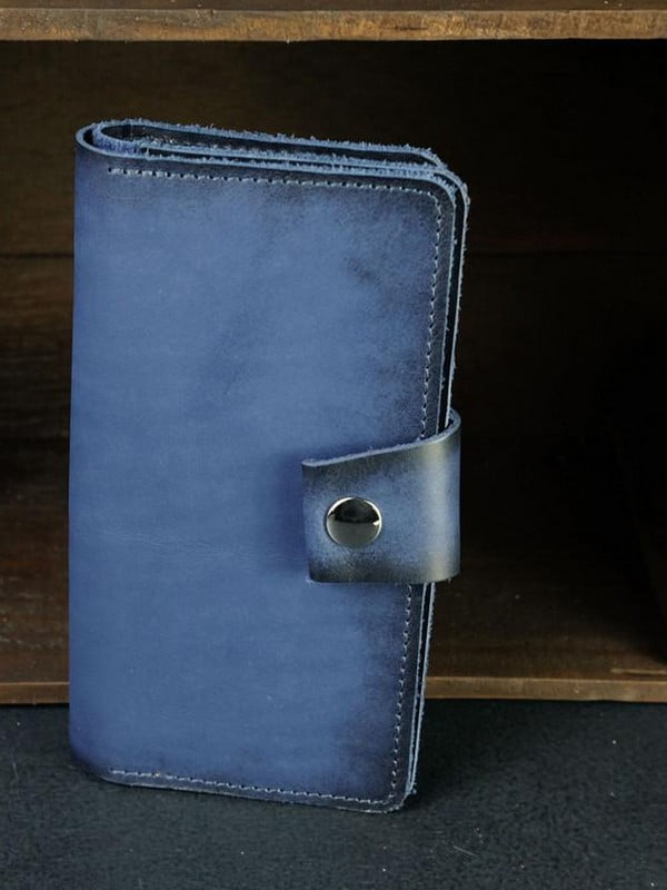 Синий кожаный кошелек-клатч "Нова" | 6798113