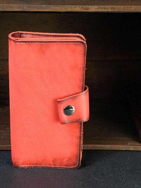 Красный кожаный кошелек-клатч "Нова" | 6798114
