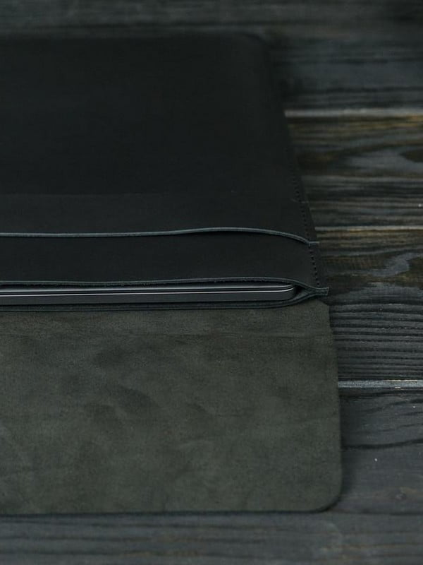 Шкіряний чорний чохол для MacBook | 6798635
