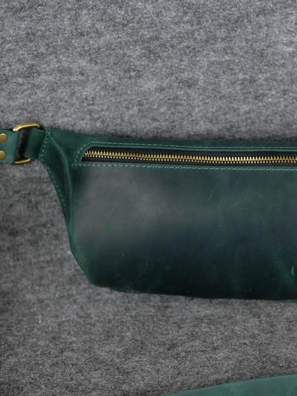 Шкіряна сумка через плече зеленого кольору | 6798645