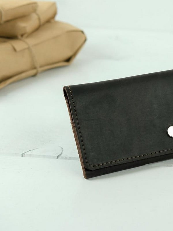 Шкіряний гаманець "Флай" шоколадного кольору | 6798897