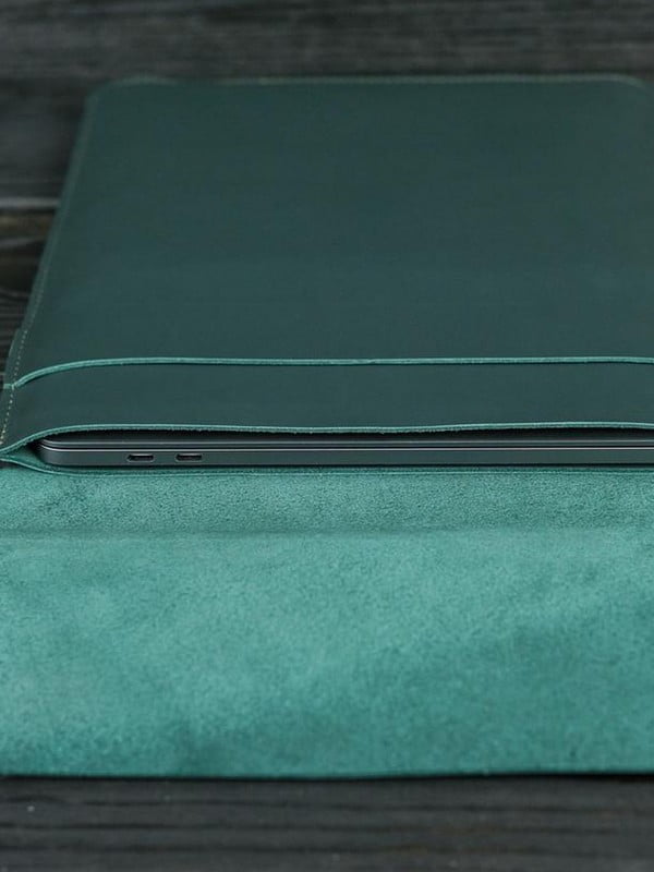 Шкіряний зелений чохол для MacBook | 6798625