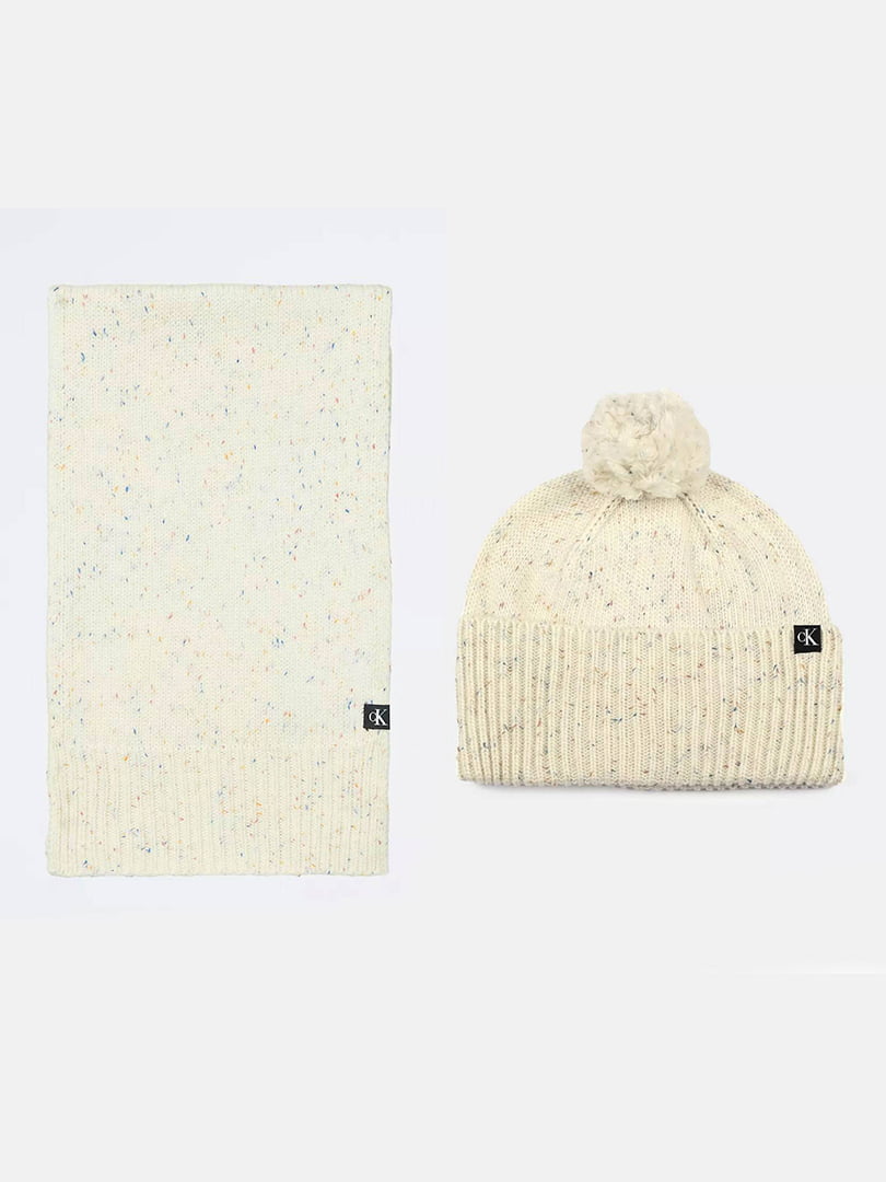 Комплект белый: шапка и шарф | 6804444