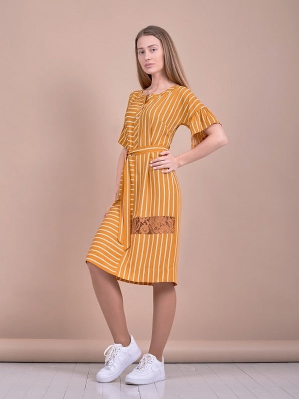 Сукня оранжева в полоску дизайнерська “Апельсин” | 6764772