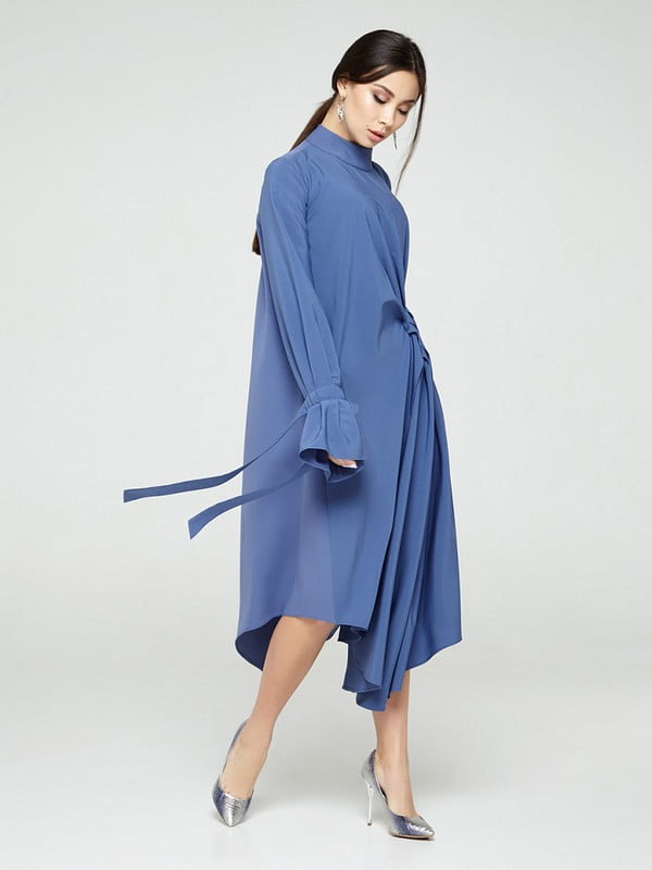 Сукня синя дизайнерська асиметричного крою | 6764797