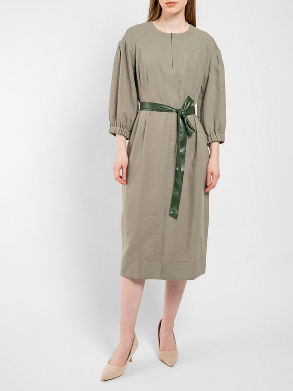 Сукня кольору хакі з поясом з еко-шкіри "Казка" | 6765390