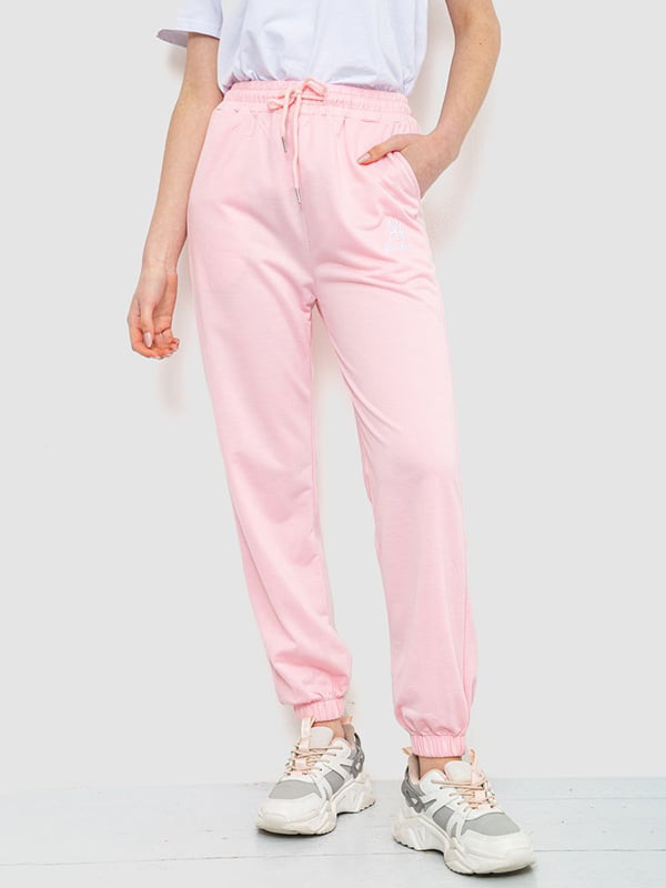 Світло-рожеві штани з манжетами на резинці | 6810570