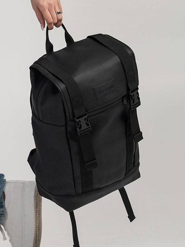 Чорний рюкзак із текстурного матеріалу | 6812160