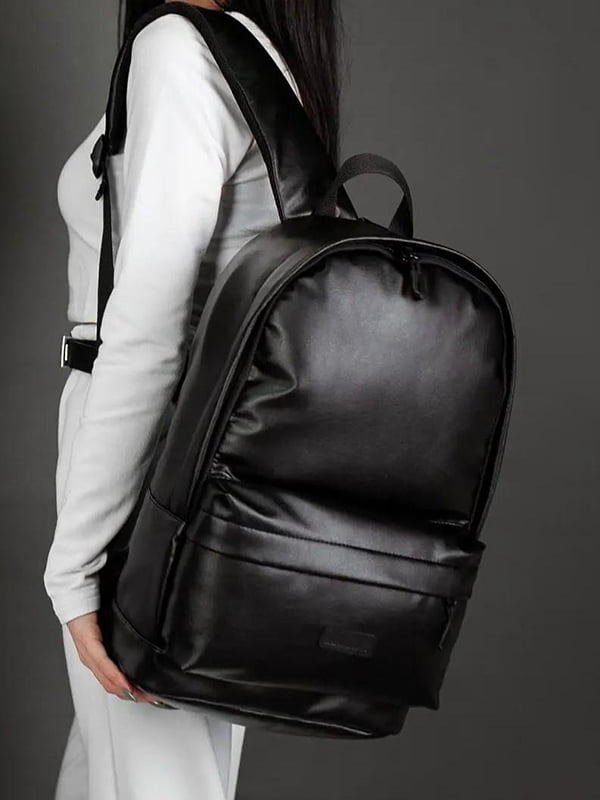 Чорний рюкзак з екошкіри | 6812195