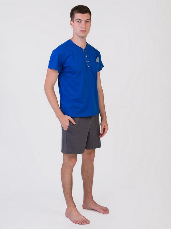 Піжама: синя футболка та сірі шорти | 6813382