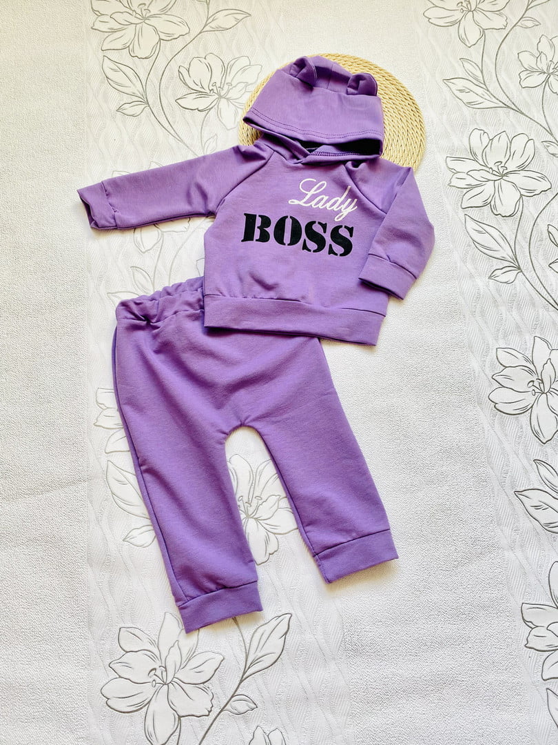 Фіолетовий костюм: худі з вушками, штани | 6817201