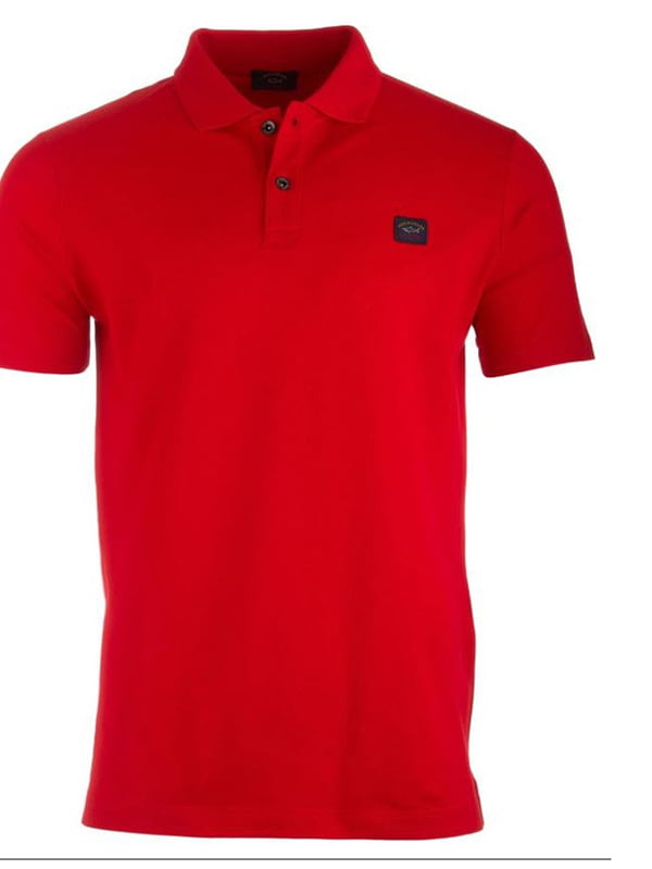 Червона футболка-поло з вишитим логотипом | 6817862
