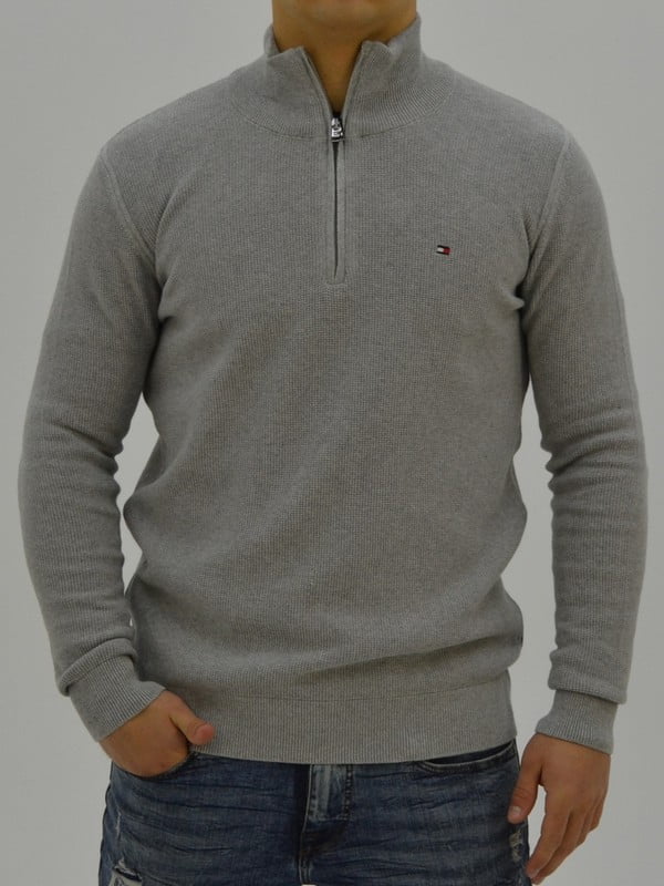Сірий светр з коміром на блискавці | 6817974