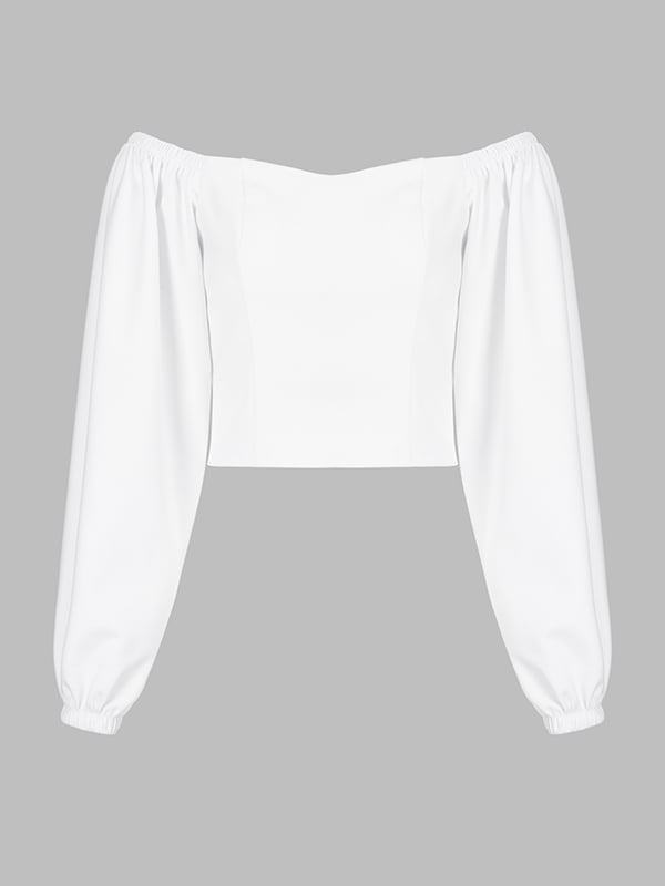 Блуза однотонна біла з довгим рукавом | 6818962