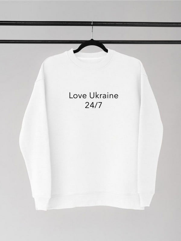 Білий бавовняний світшот з принтом “Love Ukraine” | 6821016