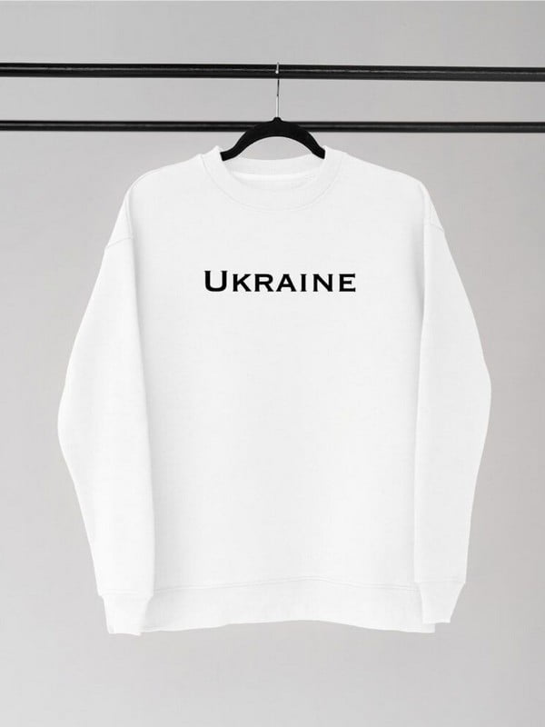Білий бавовняний світшот з принтом “Ukraine” | 6821018