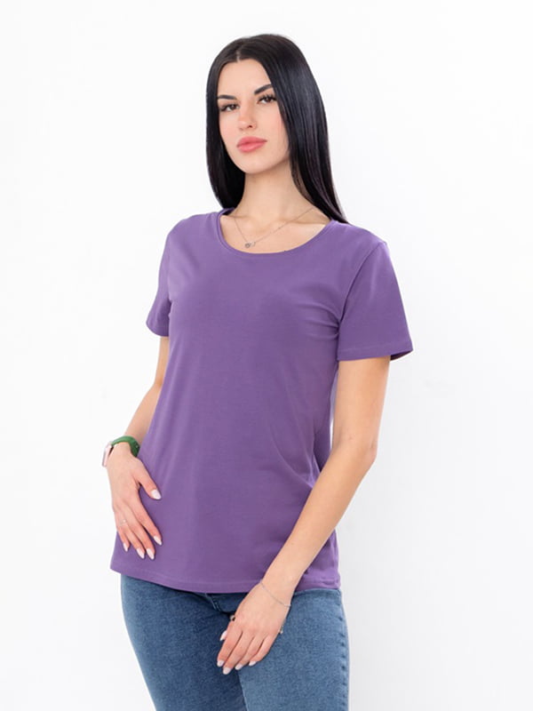 Фіолетова приталена футболка | 6822435