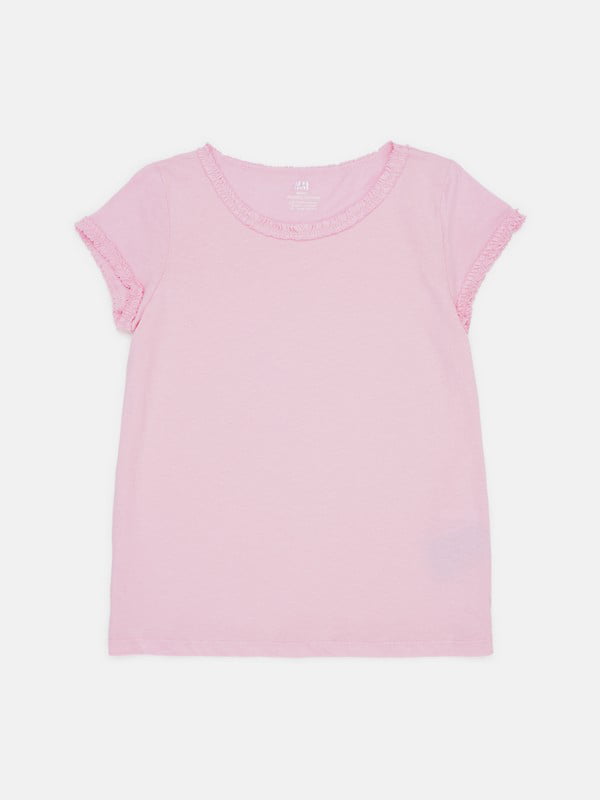 Рожева футболка з воланами | 6823222