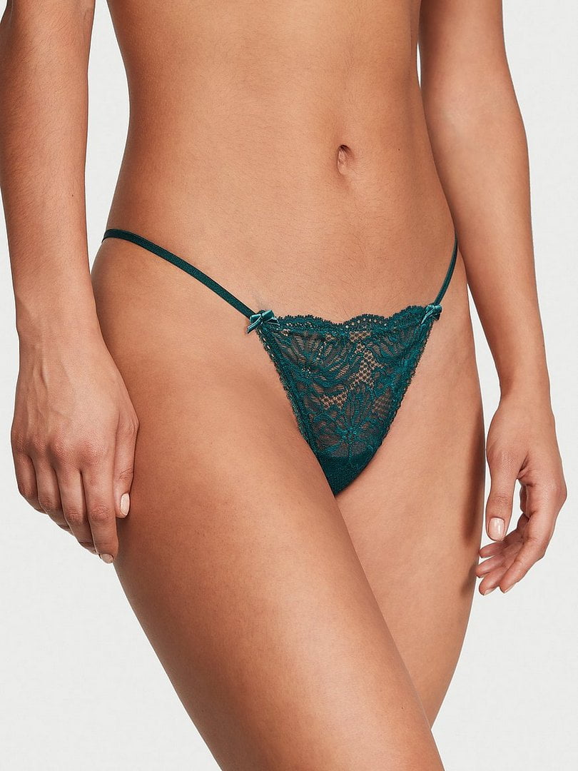 Жіночі мереживні трусики Victoria's Secret стрінги 1159802069 (Зелений, S) | 6824925