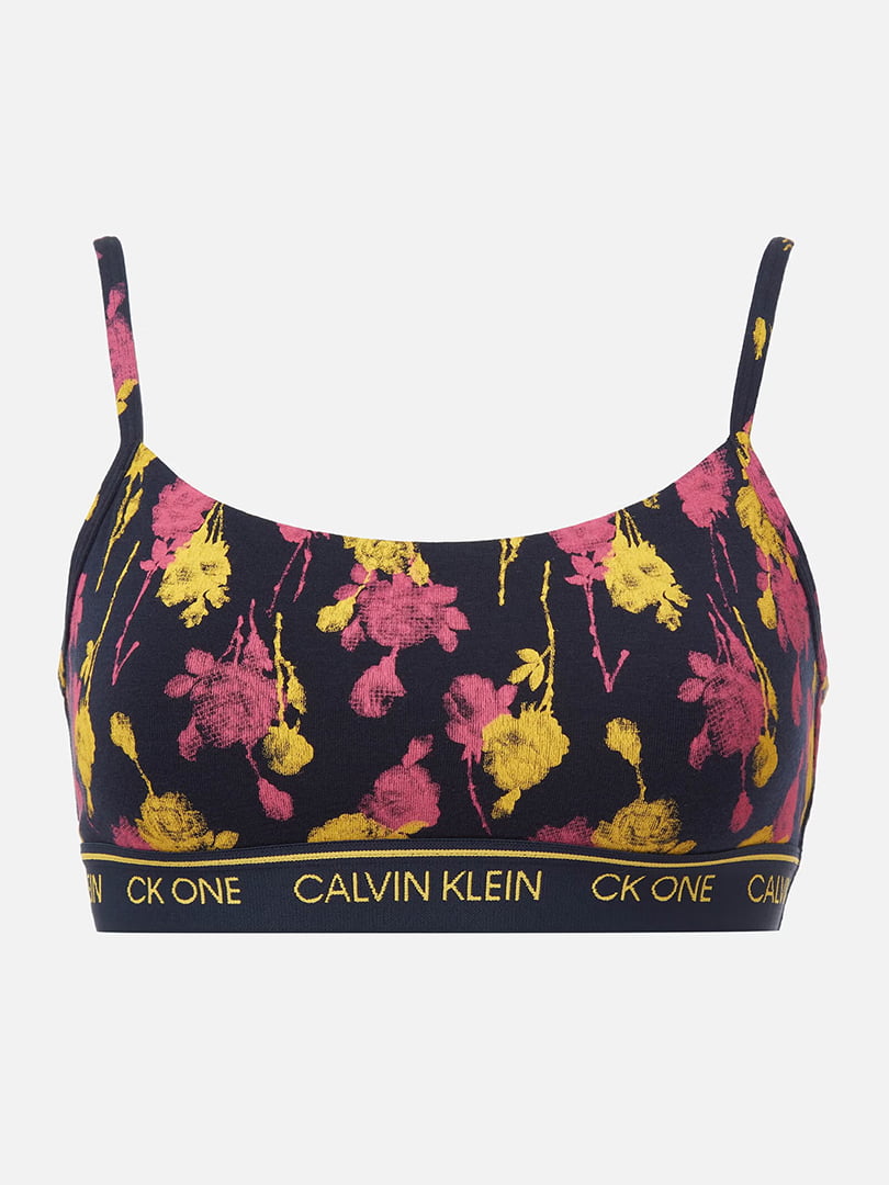 Эластичный бралетт Calvin Klein топ с принтом 1159800834 (Синий, XS) | 6825314