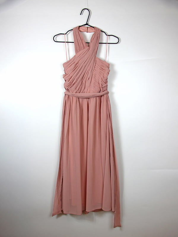 Вільна рожева сукня зі зборками на ліфі | 6508678