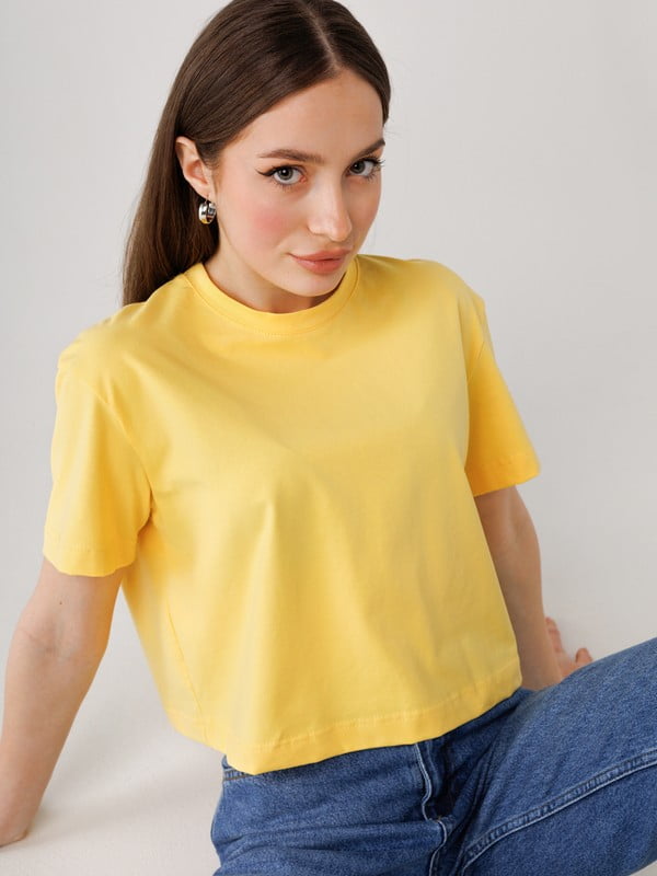 Жовта бавовняна футболка | 6829579
