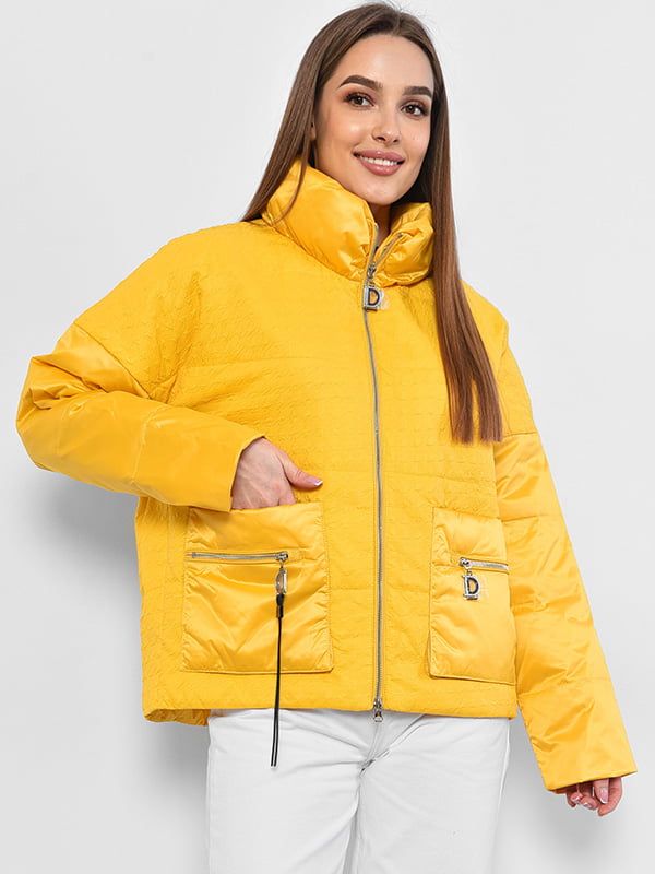 Демісезонна жовта куртка з накладними кишенями | 6835102