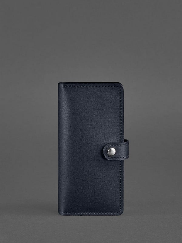 Шкіряний гаманець темно-синього кольору | 6838299