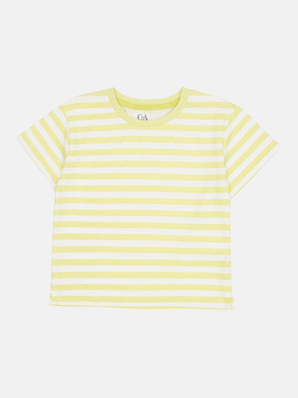 Жовта футболка в смужку з бавовни | 6844399