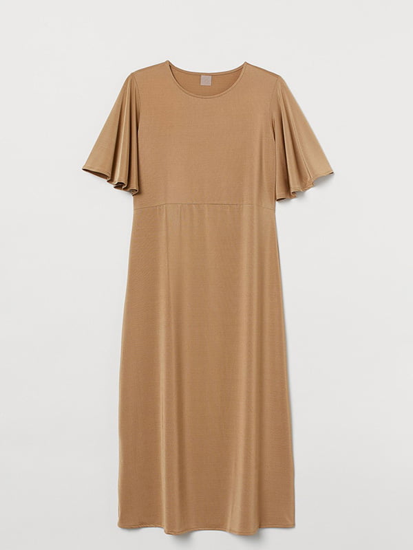 Светло-коричневое платье с набивным рисунком | 6844299
