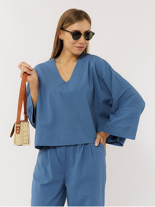 Жіноча блуза оверсайз S синій Yuki ЦБ-00219290 | 6840905