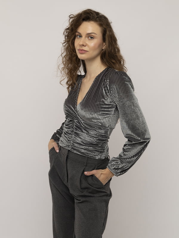 Жіноча блуза з довгим рукавом S оливковий REYON ЦБ-00233094 | 6840917
