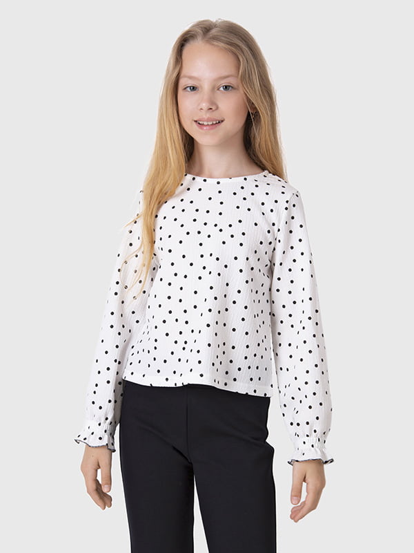 Блуза з довгим рукавом для дівчинки Mevis ЦБ-00228768 122 Білий | 6841439