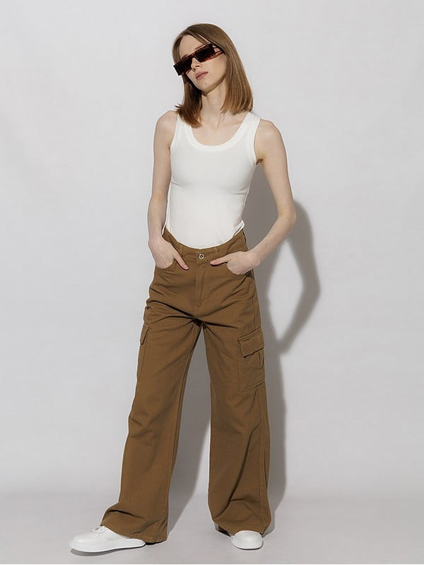 Жіночі джинси палаццо 40 коричневий MANGA plus ЦБ 00218949 | 6842553