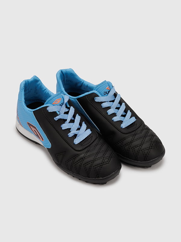 Кросівки спортивні чорно-блакитні з еко-шкіри | 6853632