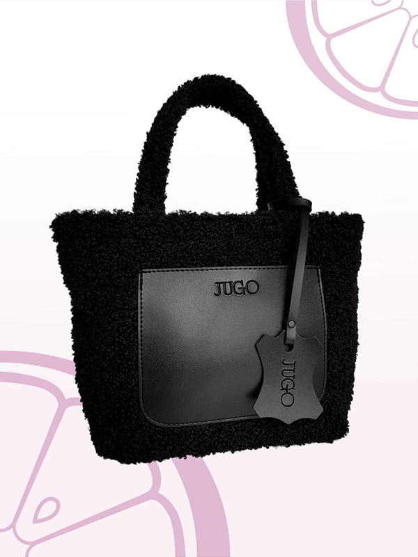 Чорна хутряна сумка шопер | 6857721