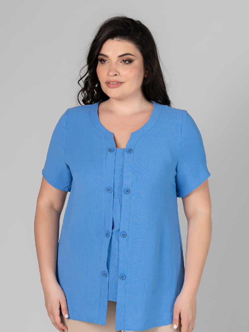 Синя блуза на гудзиках | 6861796
