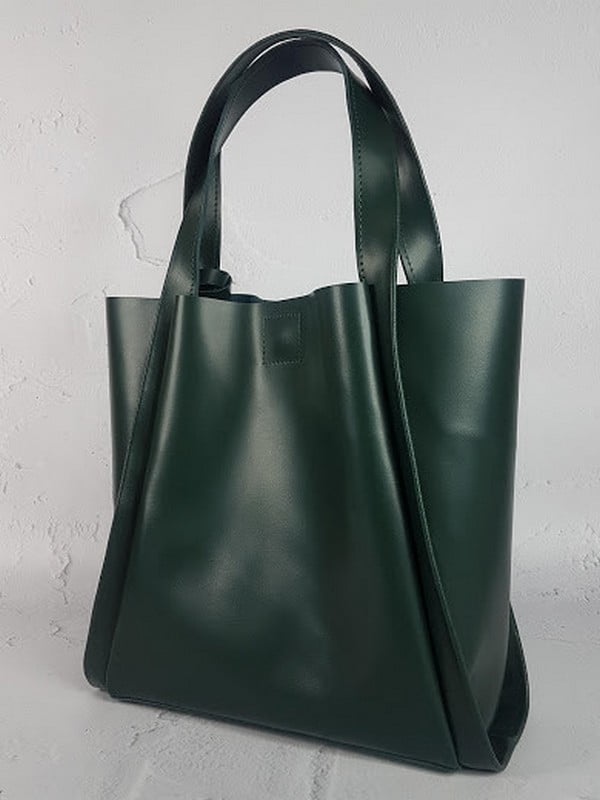 Зелена шкіряна сумка-шопер Дольче | 6862155