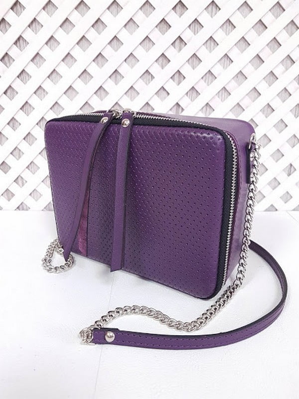 Фіолетова шкіряна сумка Квадро | 6862266