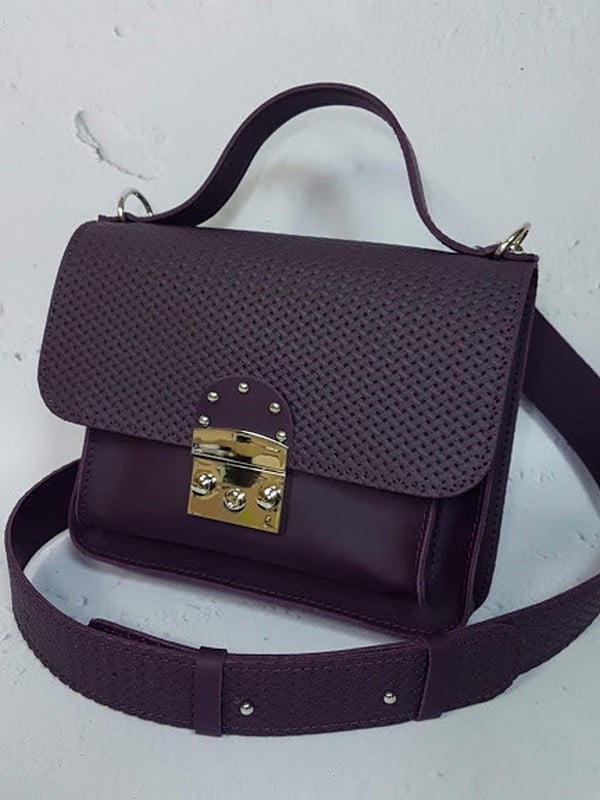 Фіолетова шкіряна сумка Біанка | 6862491