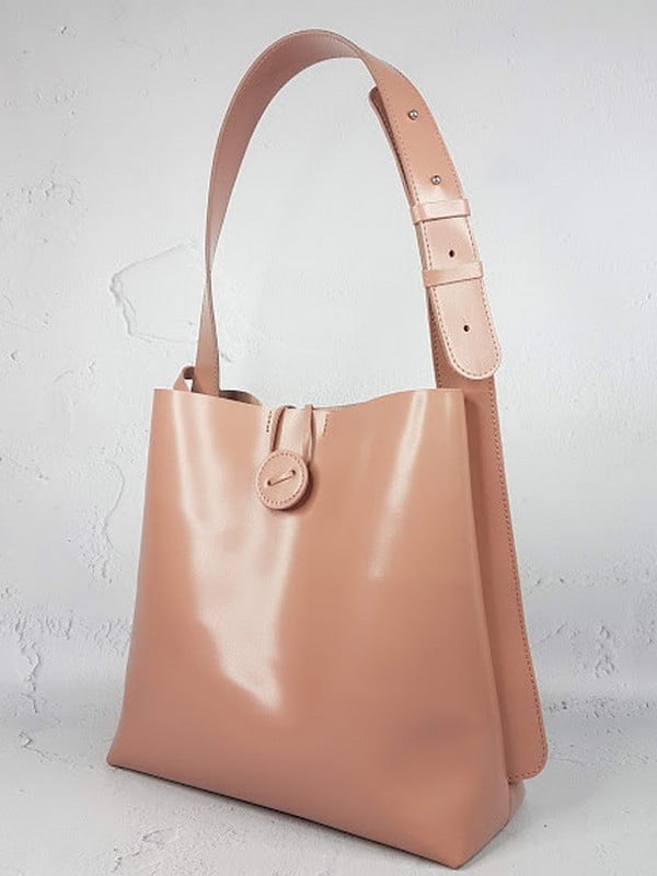 Рожева шкіряна сумка-шопер Барбара | 6862638