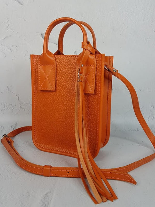 Оранжева шкіряна сумка Амелі | 6862666