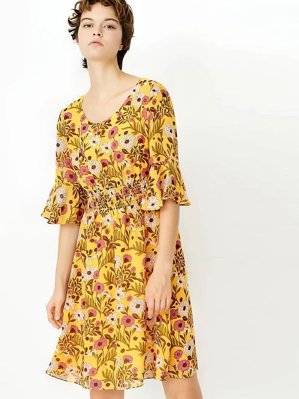 Сукня жовта в квітковий принт | 6864125