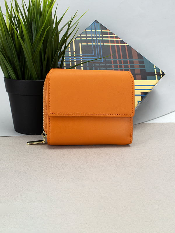 Оранжевий шкіряний гаманець | 6864482