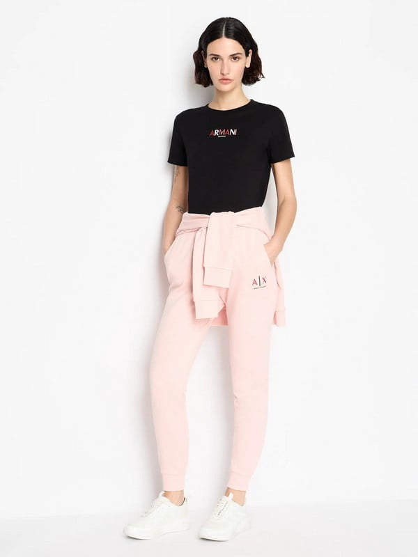 Розовые прямые брюки на завязках | 6864719