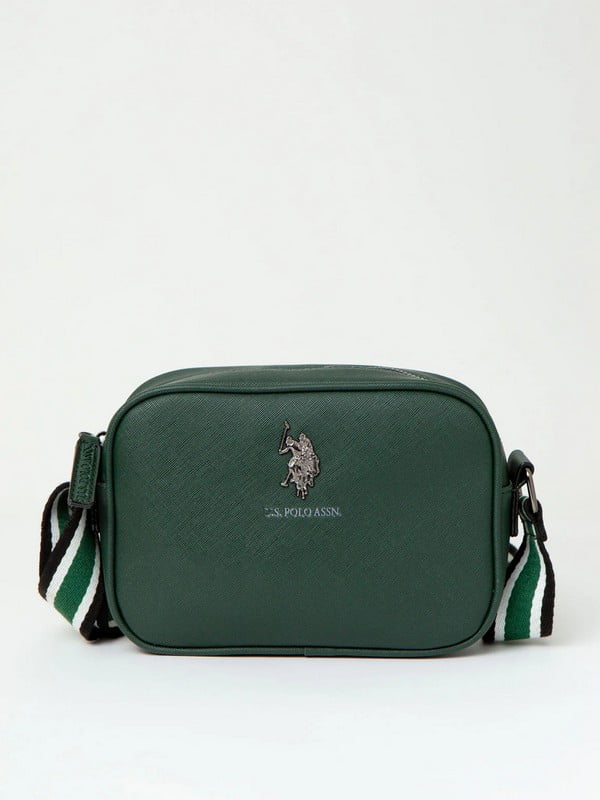 Зелена сумка через плече з логотипом | 6864781