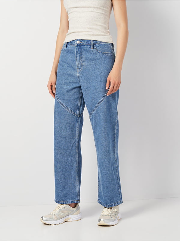 Синие прямые джинсы с широкими штанинами | 6865369